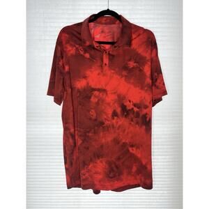 Lululemon Evolution Polo Shirt Mens Large Tidal Dye Grenadine Red Cassis